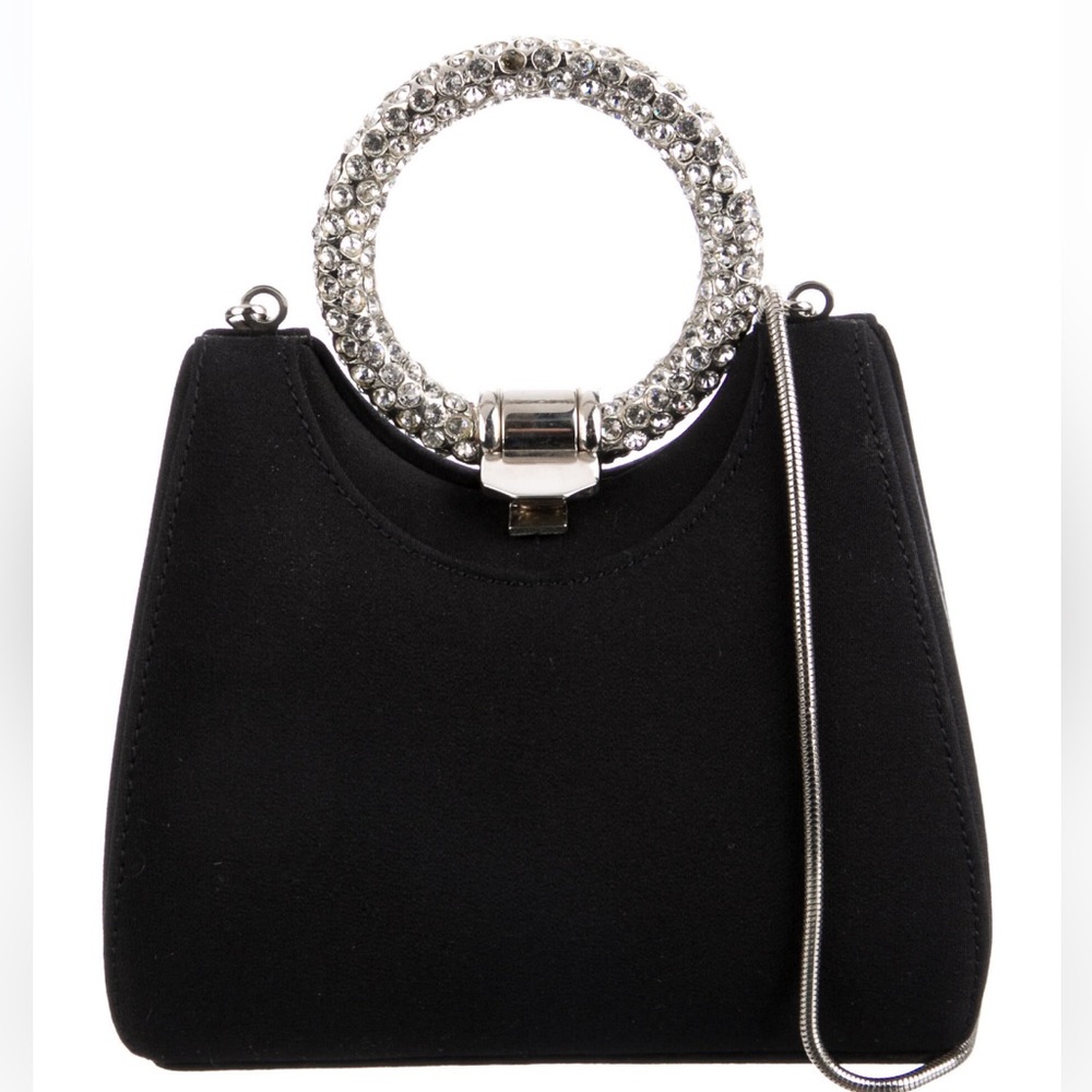 Stuart Weitzman Black Mini Evening Bag with Silver Accents - Picture 4 of 9